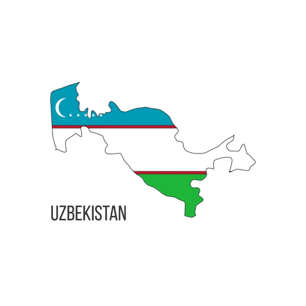 Карта Флага Узбекистана Флаг Страны Виде Границ Векторная Иллюстрация — стоковый вектор