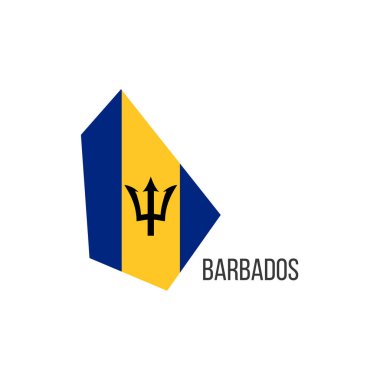 Barbados bayrak haritası. Ülkenin bayrağı, sınır biçiminde. Stok vektör illüstrasyonu