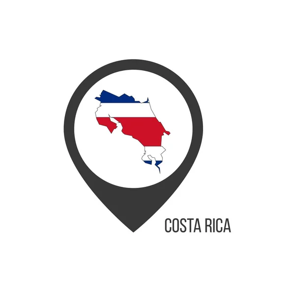 Costa Riica Ile Harita Işaretleri Kosta Rika Bayrağı Stok Vektör — Stok Vektör
