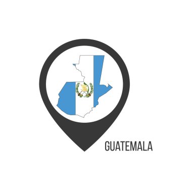 Guatemala ile harita işaretleri. Guatemala bayrağı. Stok vektör illüstrasyonu