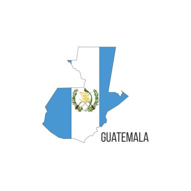 Guatemala bayrak haritası. Ülkenin bayrağı, sınır biçiminde. Stok vektör illüstrasyonu