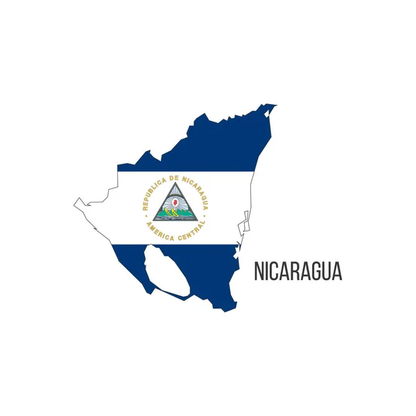 Карта Флага Никарагуа Флаг Страны Виде Границ Векторная Иллюстрация — стоковый вектор