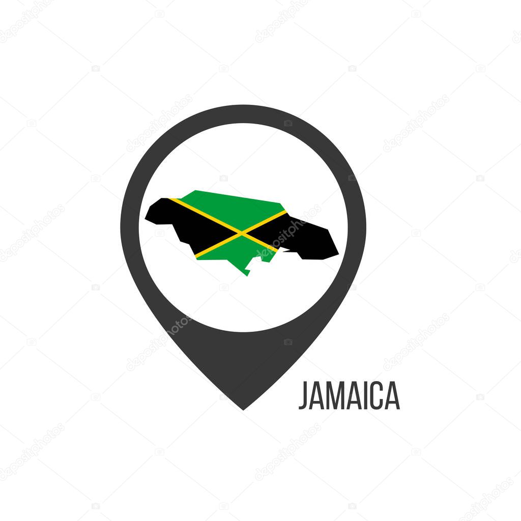 Map pointers with contry Jamaica. Jamaica flag. Stock vector illustration