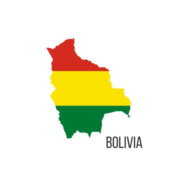 Bolivya bayrak haritası. Ülkenin bayrağı, sınır biçiminde. Stok vektör illüstrasyonu