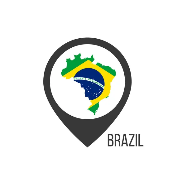 Mapa Ponteiros Com Contry Brasil Bandeira Brasil Ilustração Vetor — Vetor de Stock