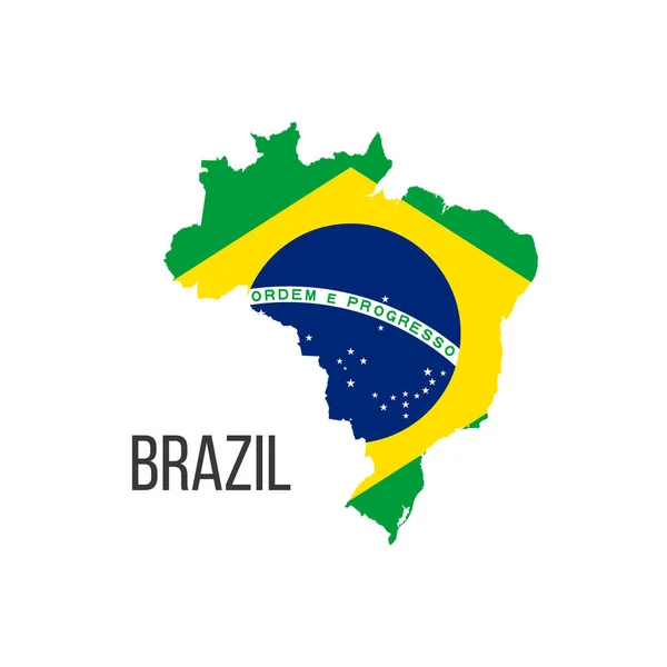 Mapa Bandeira Brasil Bandeira País Forma Fronteiras Ilustração Vetor — Vetor de Stock