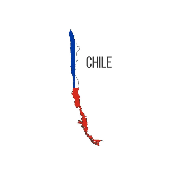 Mapa Bandeira Chile Bandeira País Forma Fronteiras Ilustração Vetor —  Vetores de Stock