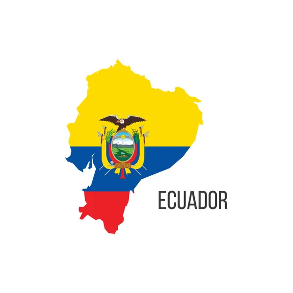 Mapa Bandera Ecuador Bandera Del País Forma Fronteras Stock Vector — Archivo Imágenes Vectoriales