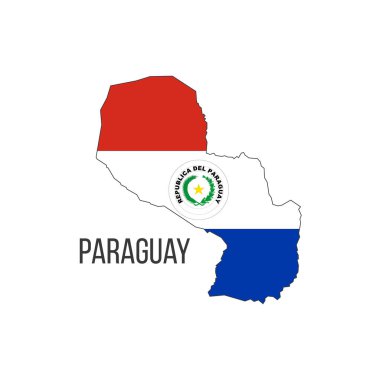 Paraguay bayrak haritası. Ülkenin bayrağı, sınır biçiminde. Stok vektör illüstrasyonu