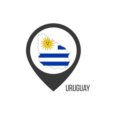 Uruguay ülkesinin işaretçilerini göster. Uruguay bayrağı. Stok vektör illüstrasyonu