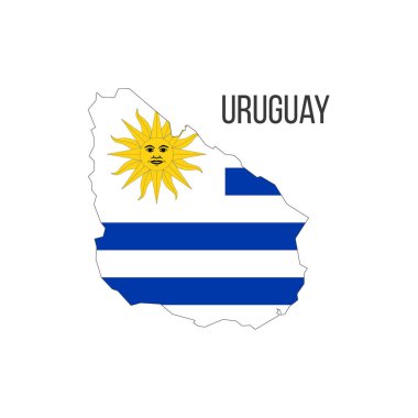 Uruguay bayrak haritası. Ülkenin bayrağı, sınır biçiminde. Stok vektör illüstrasyonu
