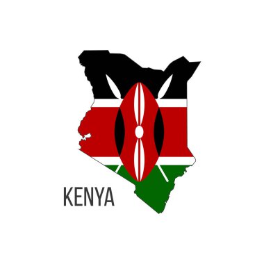 Kenya bayrak haritası. Ülkenin bayrağı, sınır biçiminde. Stok vektör illüstrasyonu
