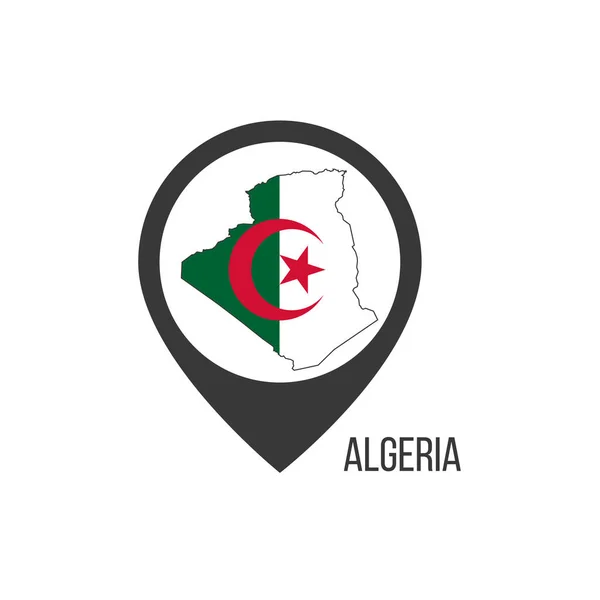 Kartenzeiger Mit Dem Land Algerien Algerien Flagge Illustration Eines Aktienvektors — Stockvektor