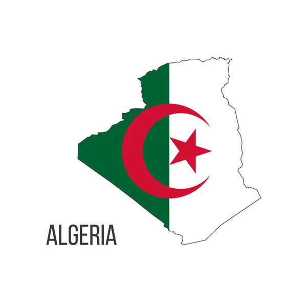 Algerien Flagge Karte Die Flagge Des Landes Form Von Grenzen — Stockvektor