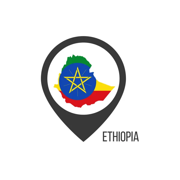 アイヒオピアとの地図ポインタ エチオピア国旗 ストックベクトルイラスト — ストックベクタ