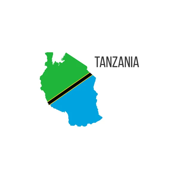 Mapa Bandera Tanzania Bandera Del País Forma Fronteras Stock Vector — Vector de stock