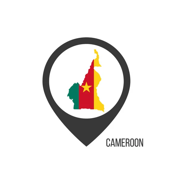 Punteros Mapa Con Contry Camerún Bandera Camerún Stock Vector Ilustración — Vector de stock