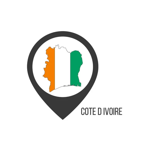 Pointeurs Carte Avec Contry Côte Ivore Drapeau Côte Ivoire Illustration — Image vectorielle