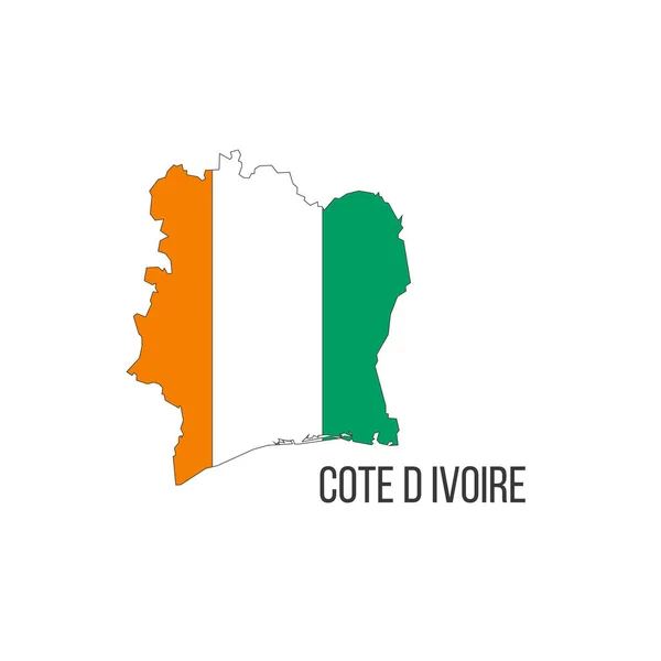 Carte Drapeau Côte Ivoire Drapeau Pays Sous Forme Frontières Illustration — Image vectorielle