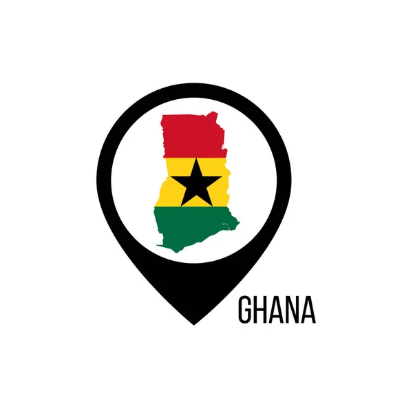 Punteros Mapa Con Contry Ghana Bandera Ghana Stock Vector Ilustración — Vector de stock