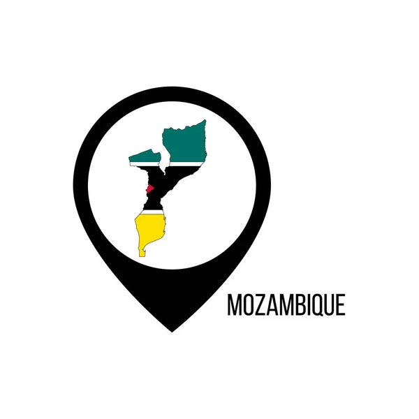 モザンビークとの地図ポインタ モザンビークの国旗 ストックベクトルイラスト — ストックベクタ
