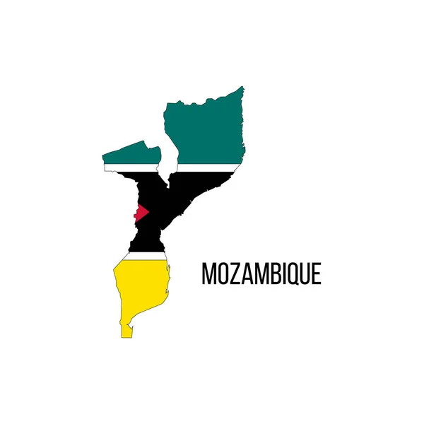 モザンビークの国旗地図 国境の形で国の旗 ストックベクトルイラスト — ストックベクタ
