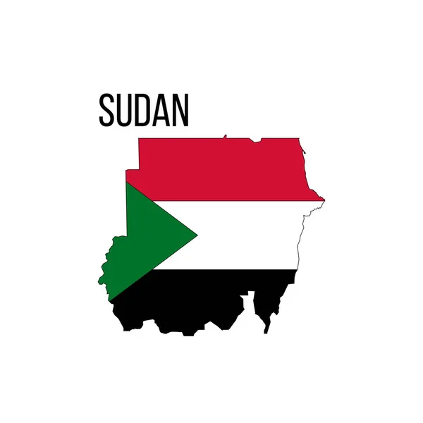 Карта Флага Судана Флаг Страны Виде Границ Векторная Иллюстрация — стоковый вектор