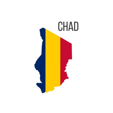 Chad bayrak haritası. Ülkenin bayrağı, sınır biçiminde. Stok vektör illüstrasyonu