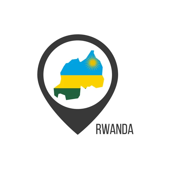 ルワンダとの地図ポインタ ルワンダ国旗 ストックベクトルイラスト — ストックベクタ
