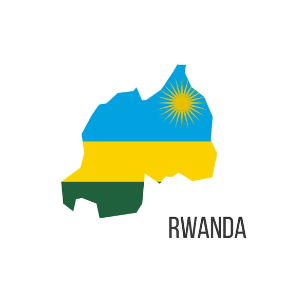Vlaggenkaart Rwanda Vlag Van Het Land Vorm Van Grenzen Voorraadvector — Stockvector