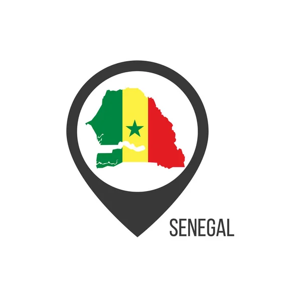 Punteros Mapa Con Contry Senegal Bandera Senegal Stock Vector Ilustración — Vector de stock