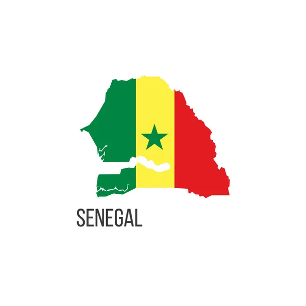 Mapa Bandera Senegal Bandera Del País Forma Fronteras Stock Vector — Vector de stock