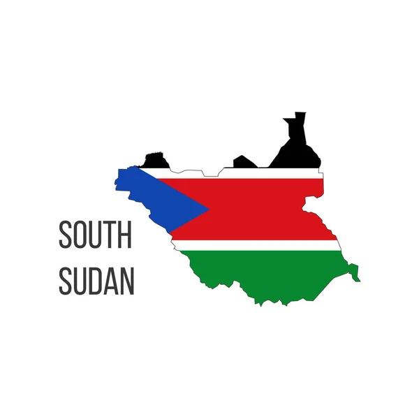 南スーダンの旗マップ 国境の形で国の旗 ストックベクトルイラスト — ストックベクタ