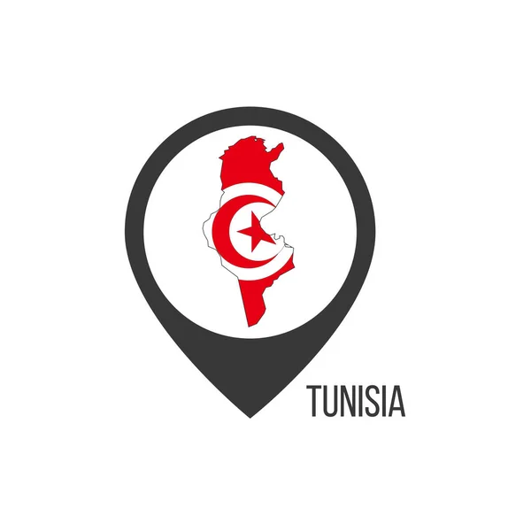 Kartenzeiger Mit Dem Land Tunesien Tunesien Flagge Illustration Eines Aktienvektors — Stockvektor