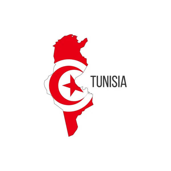 Tunesien Flagge Karte Die Flagge Des Landes Form Von Grenzen — Stockvektor