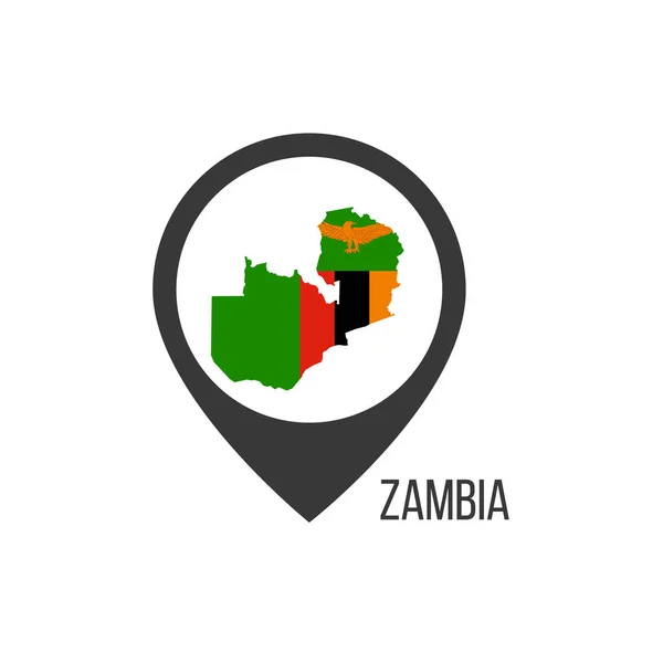 カントリーザンビアとマップポインタ ザンビアの国旗 ストックベクトルイラスト — ストックベクタ