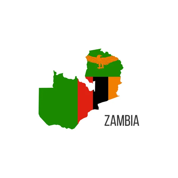 ザンビアの国旗地図 国境の形で国の旗 ストックベクトルイラスト — ストックベクタ