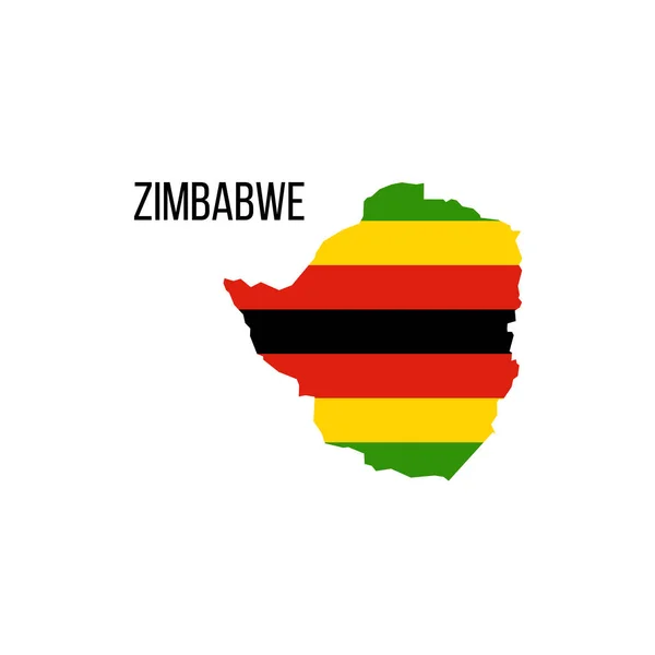 ジンバブエの旗地図 国境の形で国の旗 ストックベクトルイラスト — ストックベクタ
