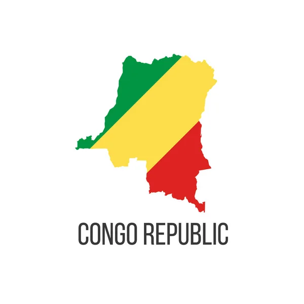 Mapa Bandera República Del Congo Bandera Del País Forma Fronteras — Vector de stock