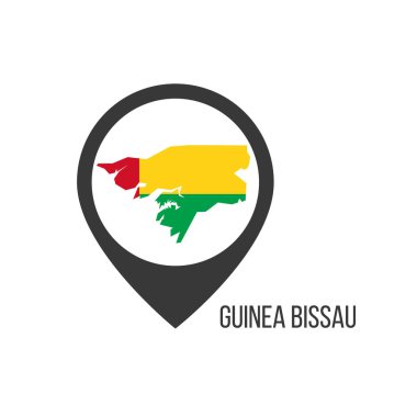 Gine Bissau 'lu haritalar. Gine Bissau bayrağı. Stok vektör illüstrasyonu