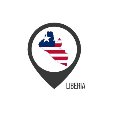 Liberya 'nın haritası. Liberya bayrağı. Stok vektör illüstrasyonu