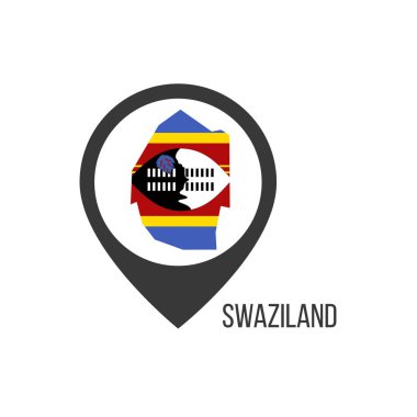 Ülke Svaziland 'ı gösteren haritalar. Svaziland bayrağı. Stok vektör illüstrasyonu