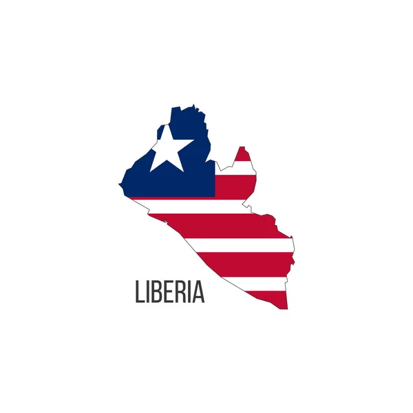 Liberya Bayrak Haritası Ülkenin Bayrağı Sınır Biçiminde Stok Vektör Illüstrasyonu — Stok Vektör