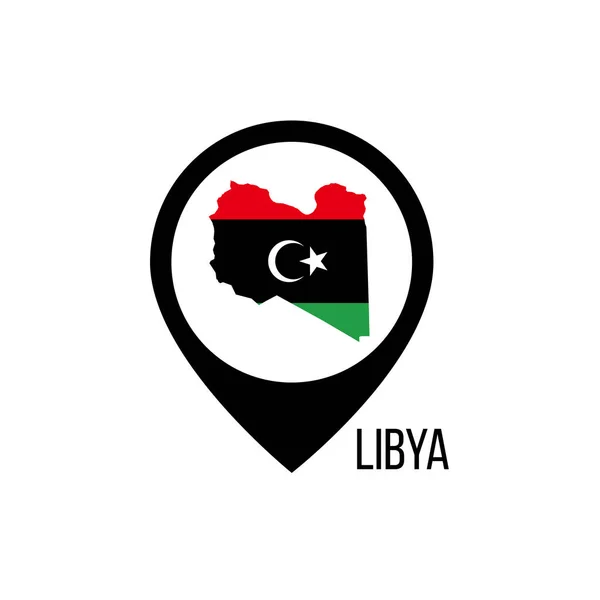 Kartenzeiger Mit Dem Land Libyen Libyen Flagge Illustration Eines Aktienvektors — Stockvektor