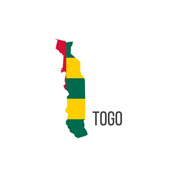 トーゴ旗マップ 国境の形で国の旗 ストックベクトルイラスト — ストックベクタ