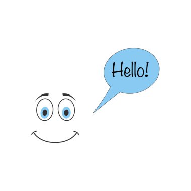 Merhaba beyaz arkaplandaki emoji vektör simgesi. Düz vektör merhaba emoji simgesi işareti modern emoji koleksiyonundan. Stok vektör illüstrasyonu