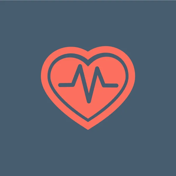 Heartbeat Heart Beat Pulse Flat Vector Icon Medical Apps Websites — Stock Vector