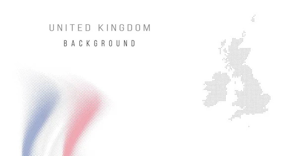 英国国家地图背景色是用半色调网点图案 国旗概念制作的 矢量说明 — 图库矢量图片