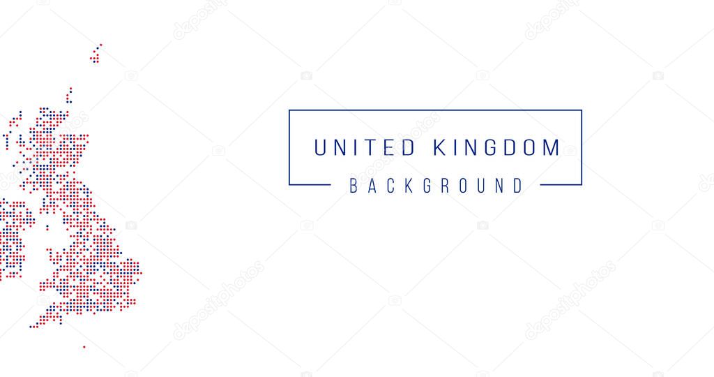 United Kingdom country map backgraund made from halftone dot pattern, Flag colors. Vector illustration