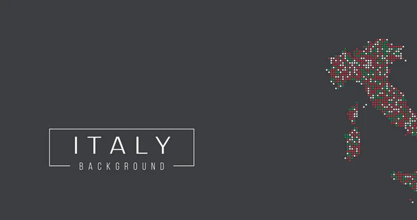 Italien Landkarte Backgraund Aus Halbtonem Punktemuster Flaggenfarben Vektorillustration — Stockvektor